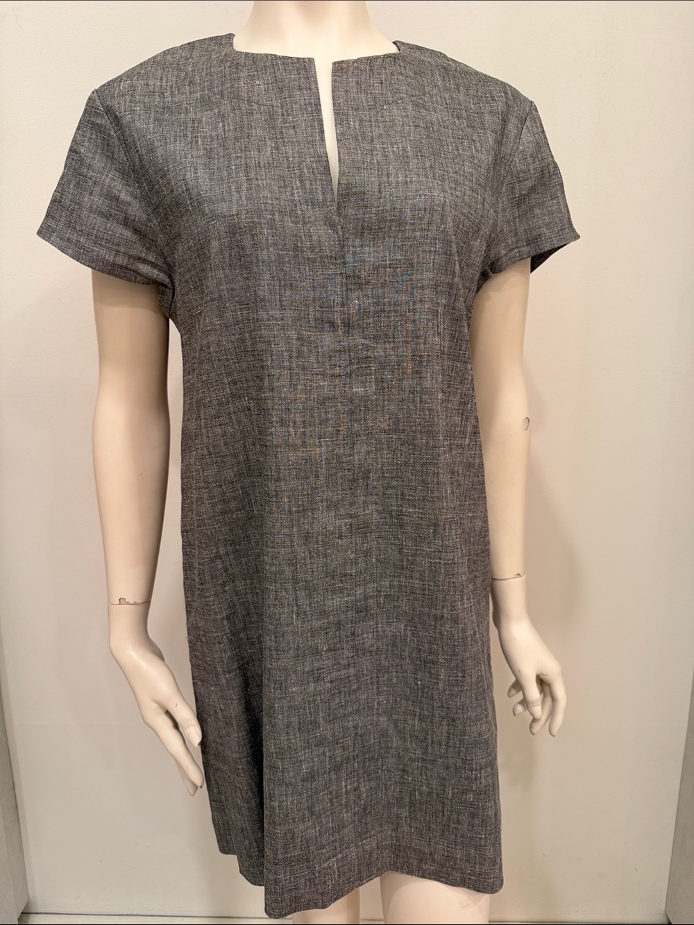 Theory Gray Mini Dress with Short Sleeves tunic sz L runs small